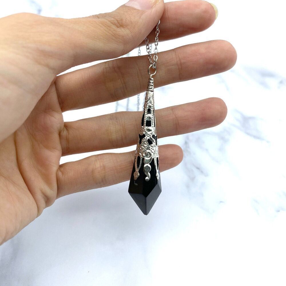 Black Resin Pendulum Necklace - Picture 10 of 10